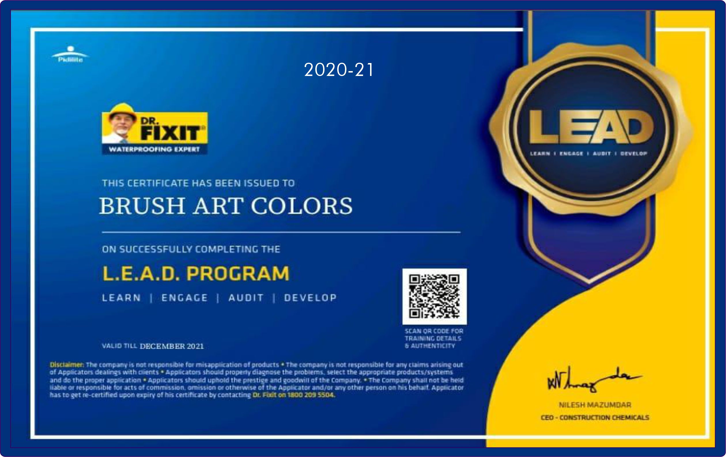 Certificate LEAD program 2020-21